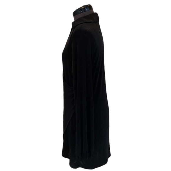 Princess Polly Party Time Mini Dress Black Knit Wrap V-Neck Boho Retro Sz 8 - Picture 6 of 10